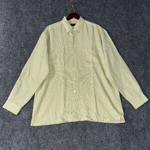 Bugatchi Uomo Shirt Mens Large Button Up Yellow Blue Plaid Long Sleeve